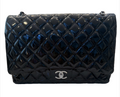 Chanel Classic Jumbo Double Flap w/Silver Hardware - Black Patent Leather