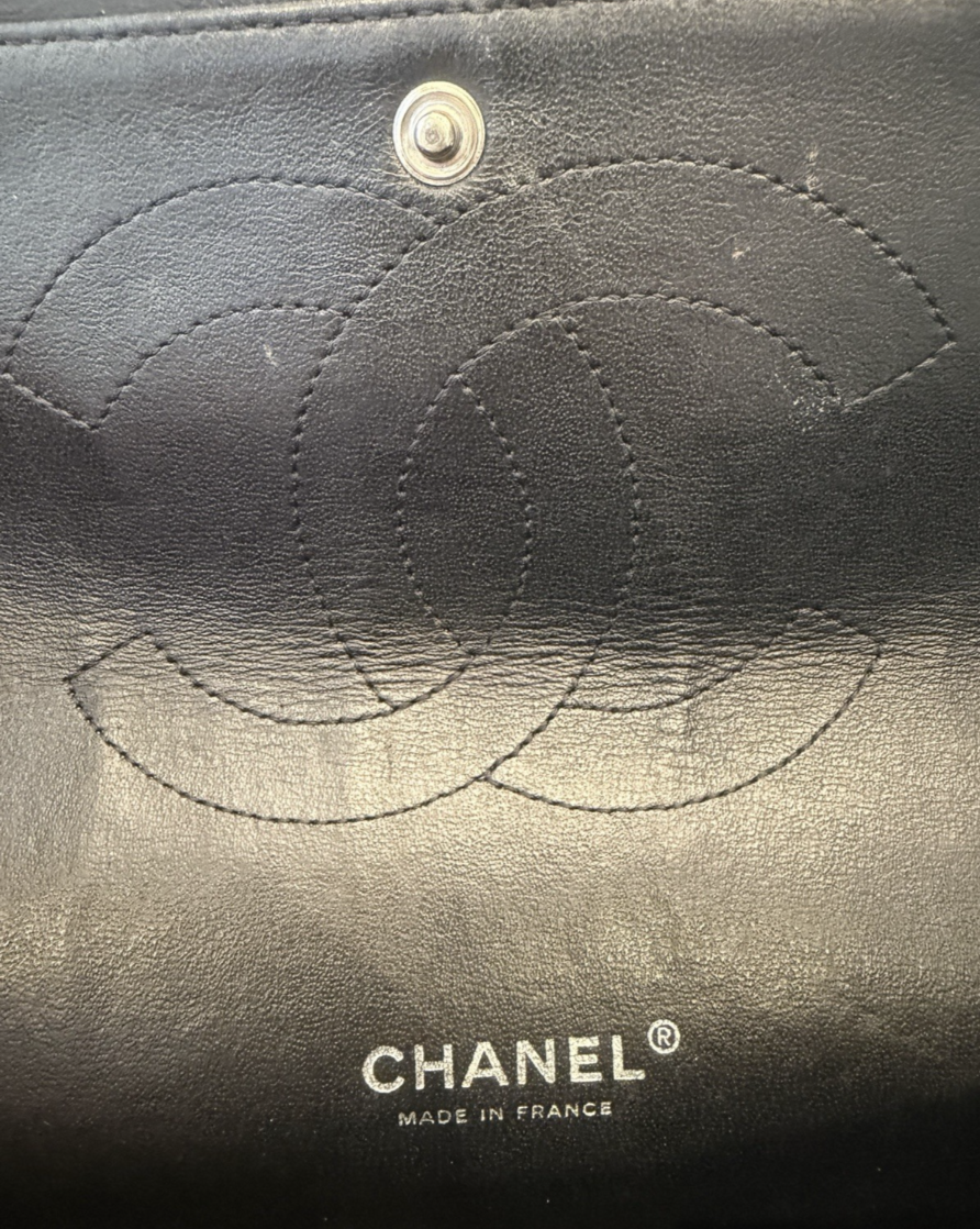 Chanel Classic Jumbo Double Flap w/Silver Hardware - Black Patent Leather