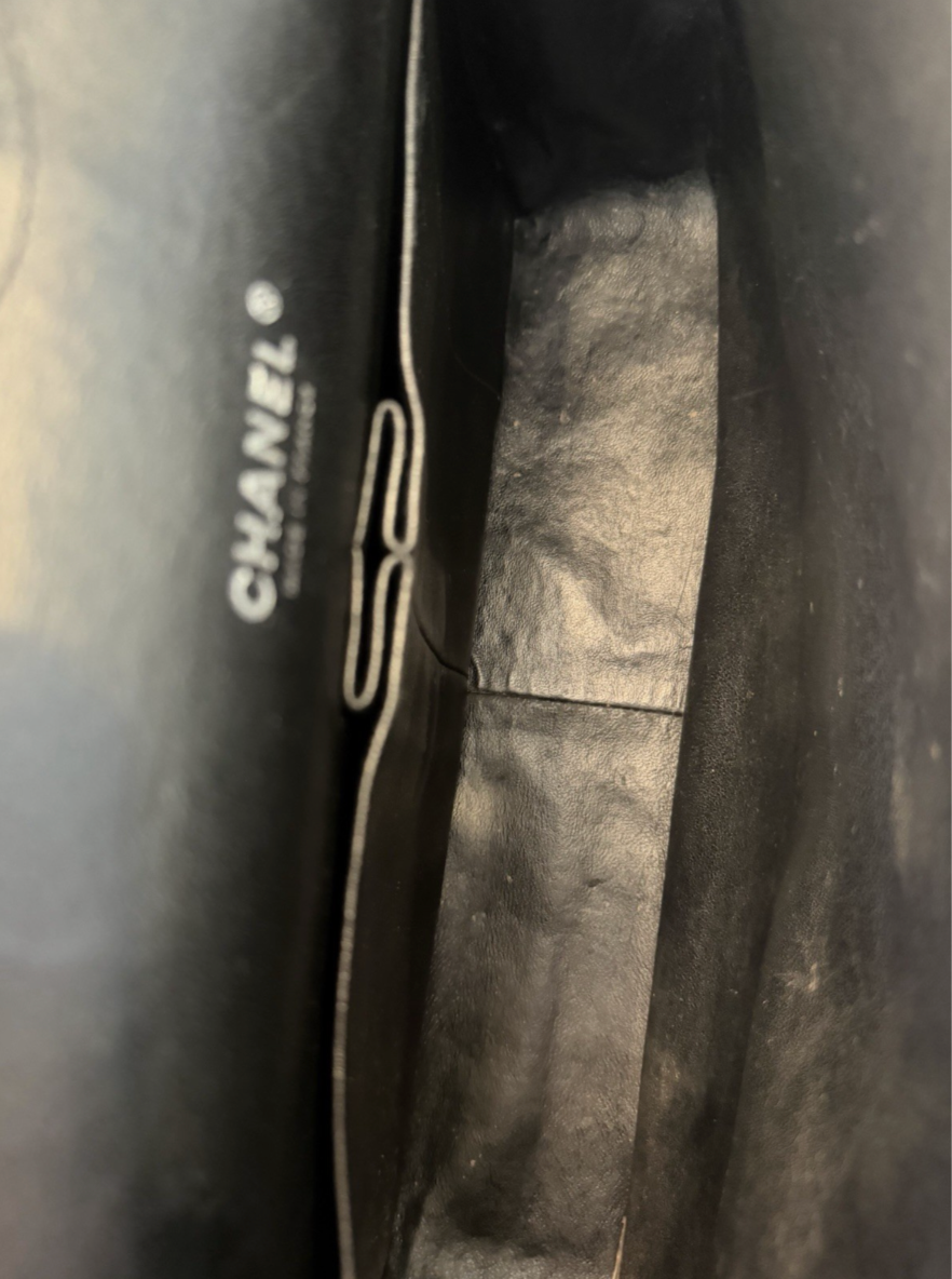 Chanel Classic Jumbo Double Flap w/Silver Hardware - Black Patent Leather