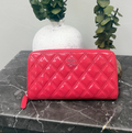 Chanel Hot Pink Patent Leather Zippy Wallet