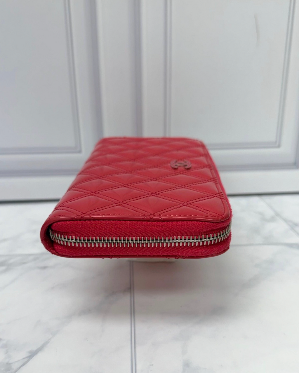 Chanel Hot Pink Patent Leather Zippy Wallet