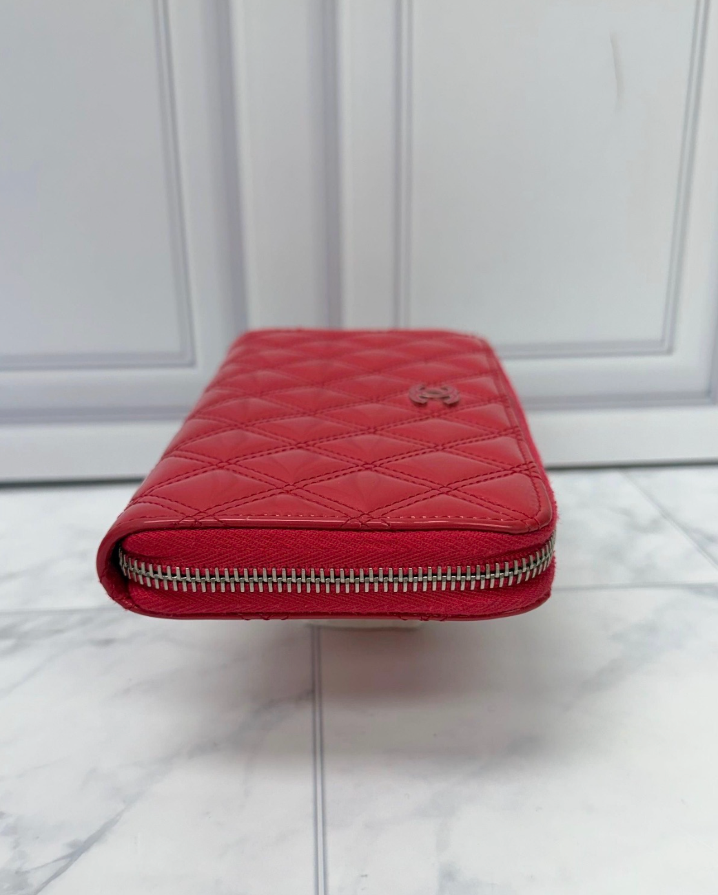 Chanel Hot Pink Patent Leather Zippy Wallet