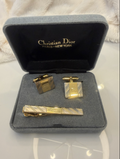 Christian Dior Cufflinks and Tie Clip Set Silver-Tone Authenticated Pre-Owned