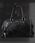 Dolce & Gabbana All-Black Canvas Weekender Bag with Leather Front Panel and Handles