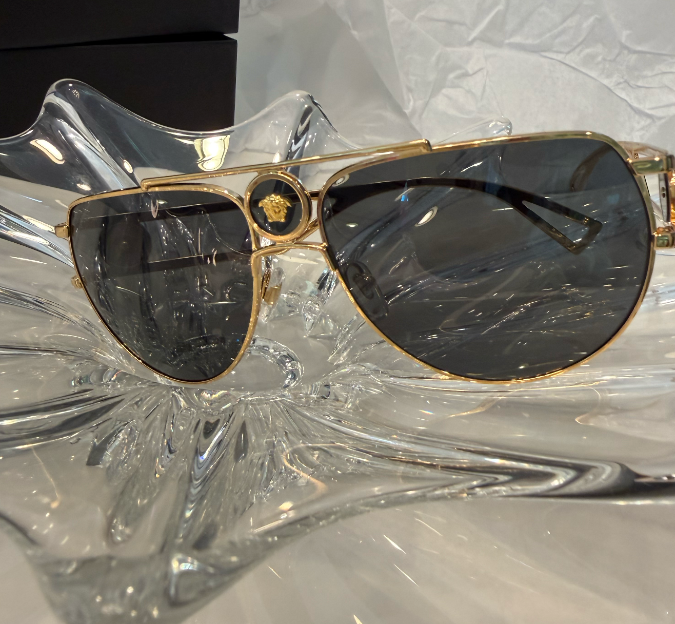 Versace VE2225 Aviator Sunglasses - Polished Gold w/Medusa #113