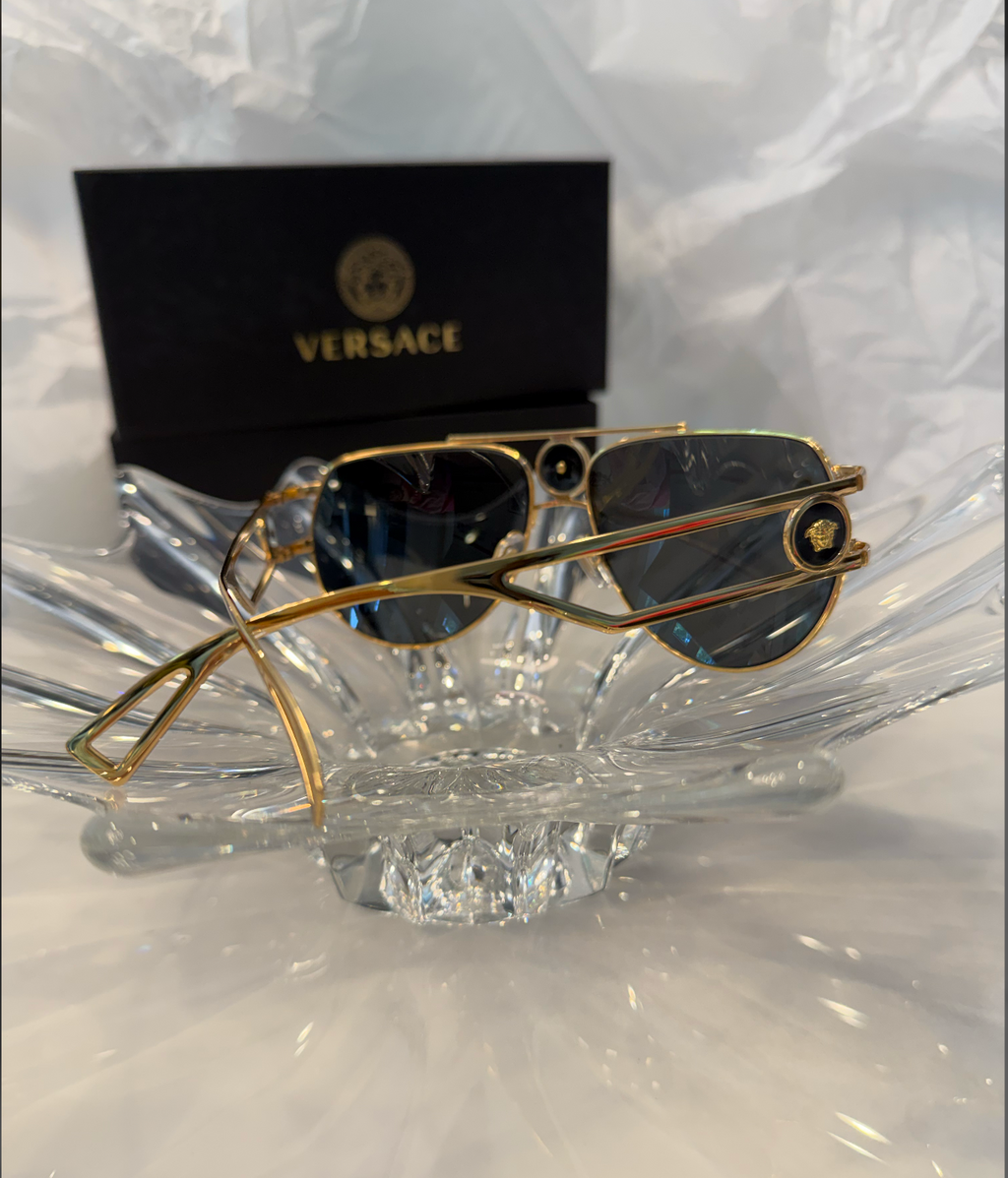Versace VE2225 Aviator Sunglasses - Polished Gold w/Medusa #113