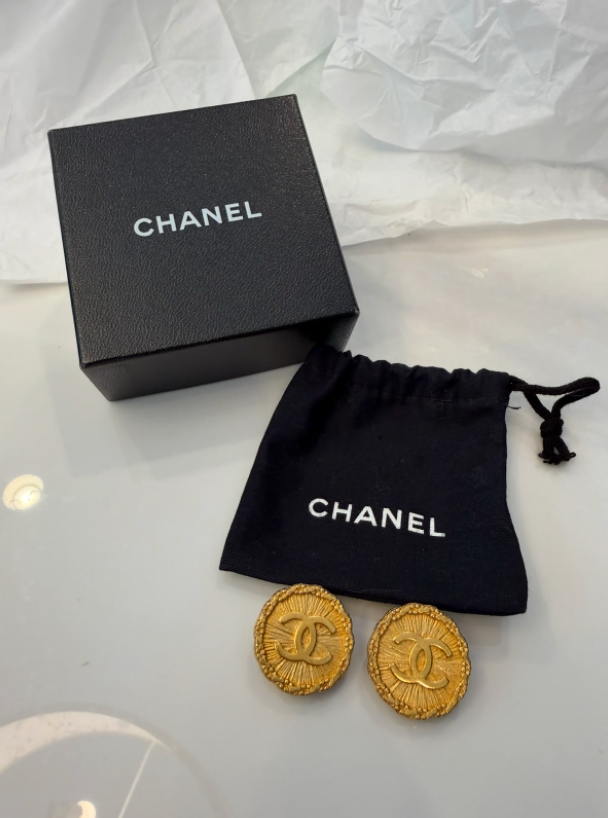 Chanel Vintage Gold CC Coin Clip-On Earrings