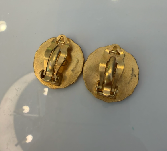 Chanel Vintage Gold CC Coin Clip-On Earrings