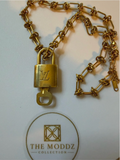 Louis Vuitton Gold Padlock Pendant Necklace with Chain #316