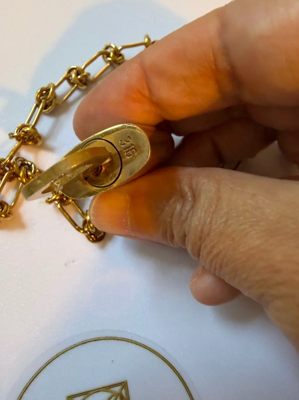 Louis Vuitton Gold Padlock Pendant Necklace with Chain #316