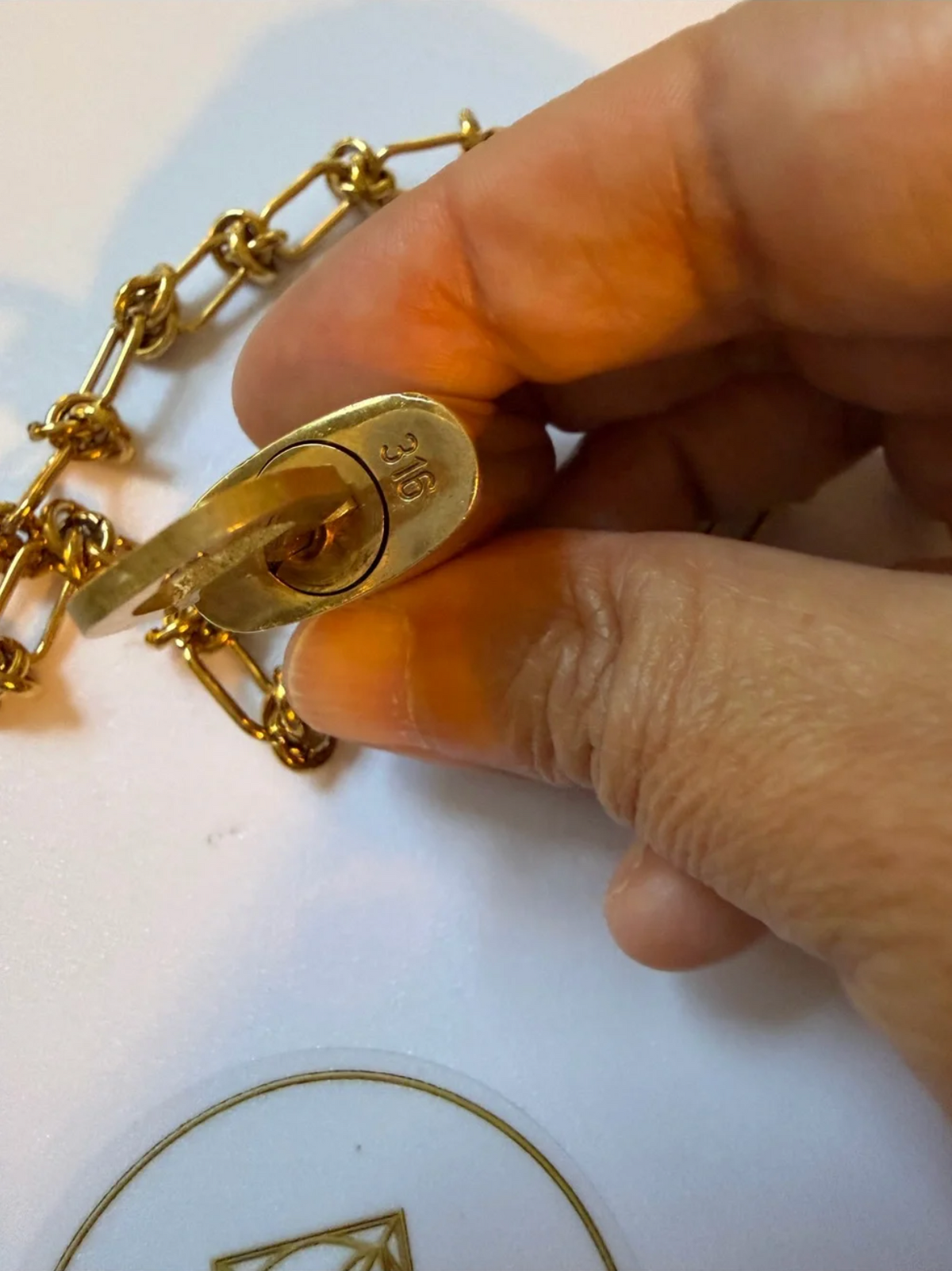 Louis Vuitton Gold Padlock Pendant Necklace with Chain #316