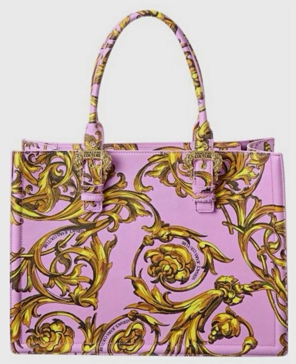 Versace Jeans Couture Baroque Purple/Gold Tote Bag Zip Top Handle w/ Dust Bag