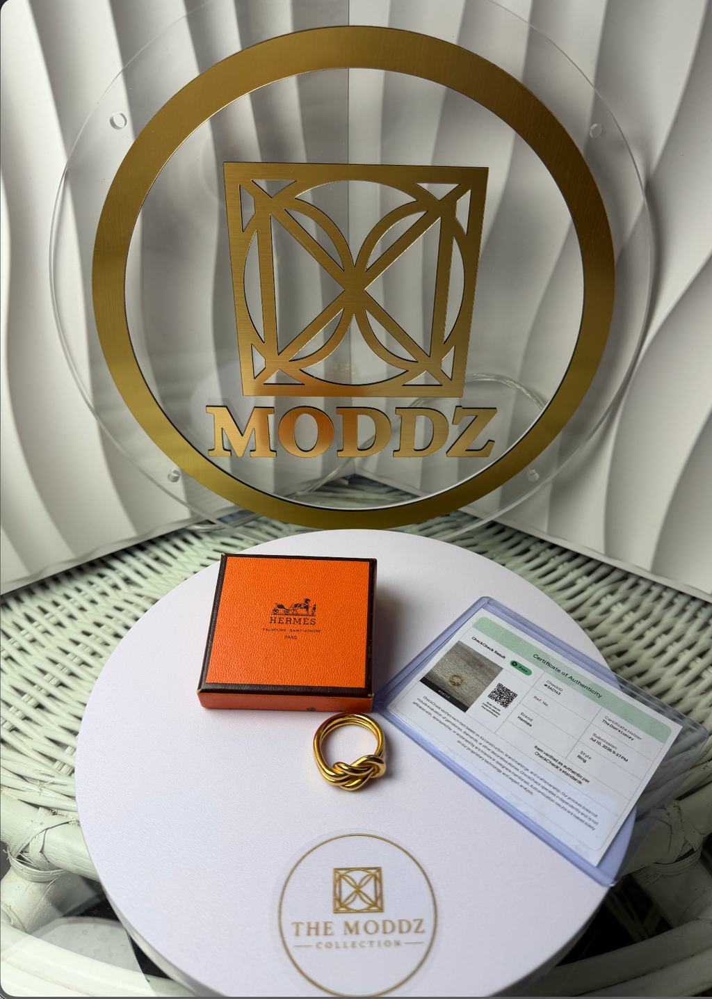 Hermès Knot Scarf Ring — Gold-Tone, Pre-Owned