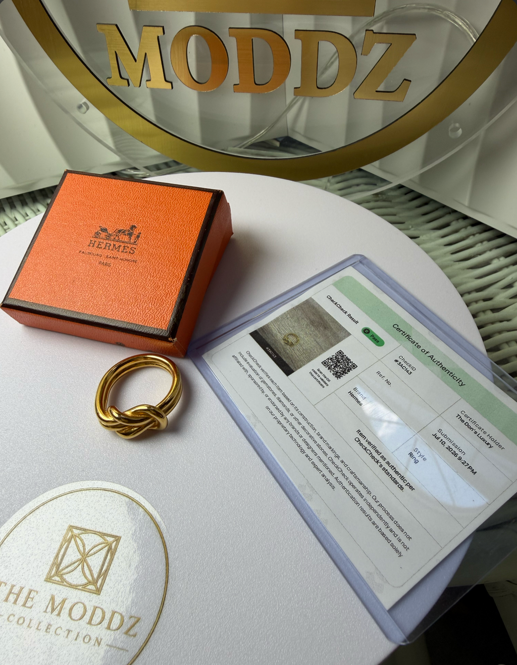 Hermès Knot Scarf Ring — Gold-Tone, Pre-Owned