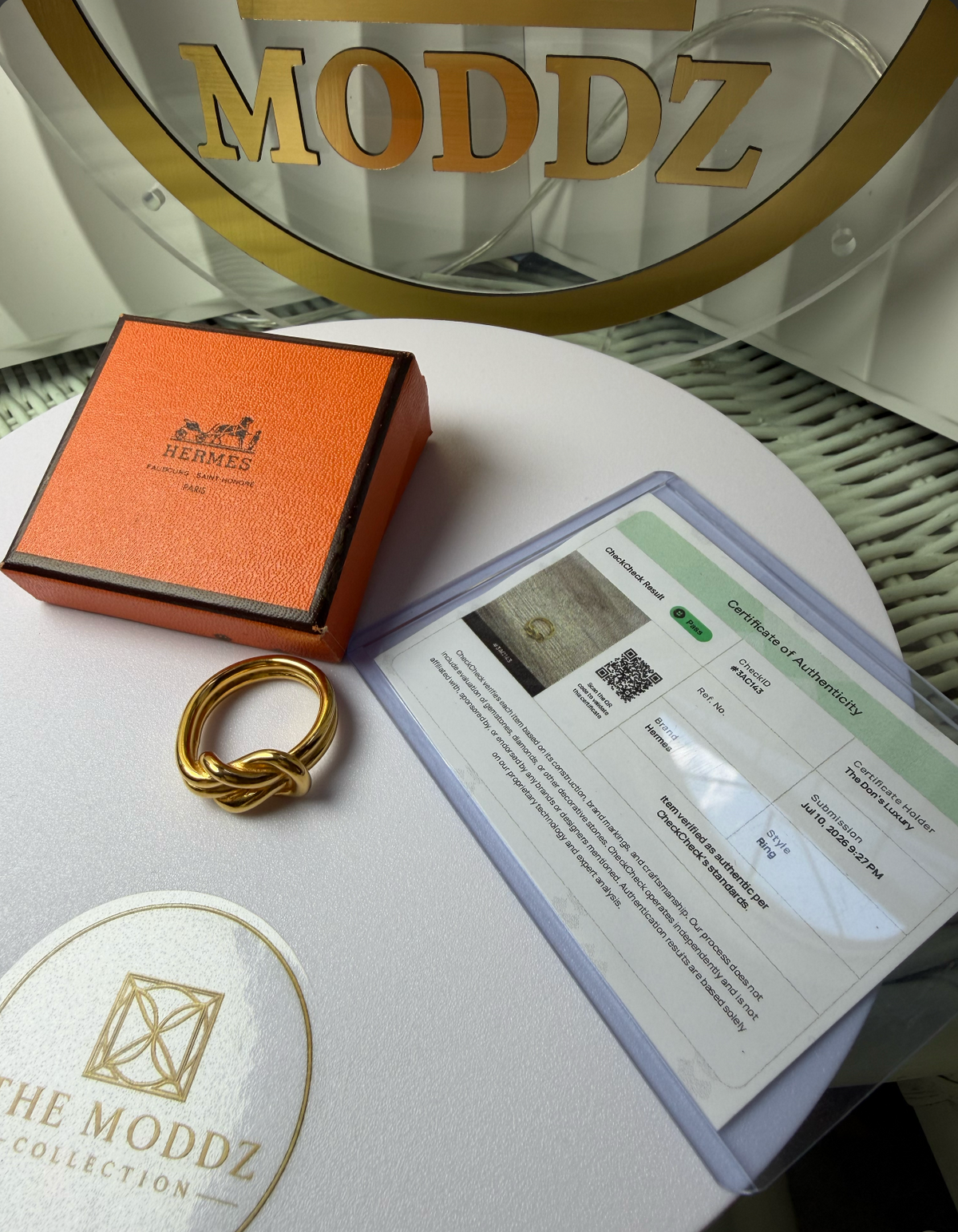 Hermès Knot Scarf Ring — Gold-Tone, Pre-Owned