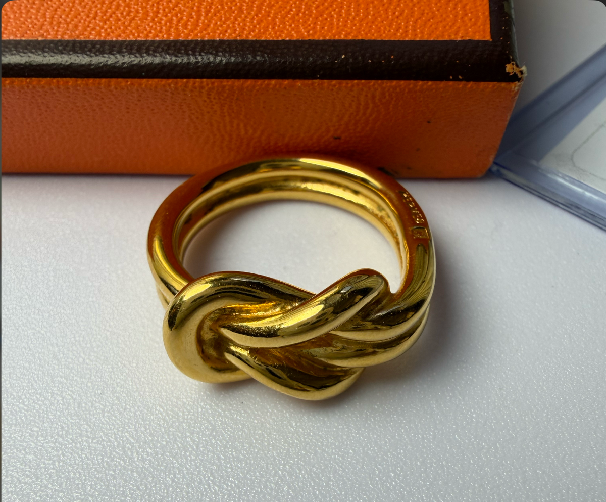 Hermès Knot Scarf Ring — Gold-Tone, Pre-Owned
