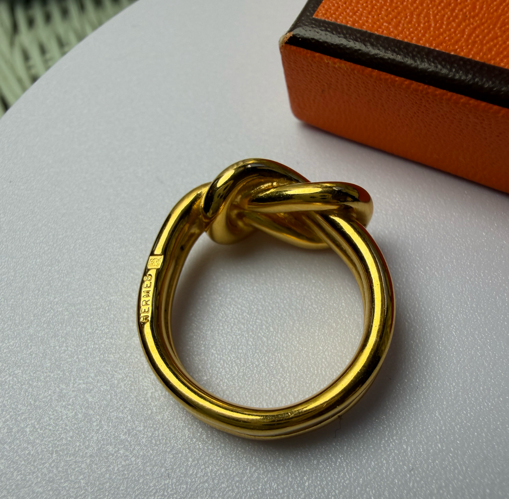 Hermès Knot Scarf Ring — Gold-Tone, Pre-Owned