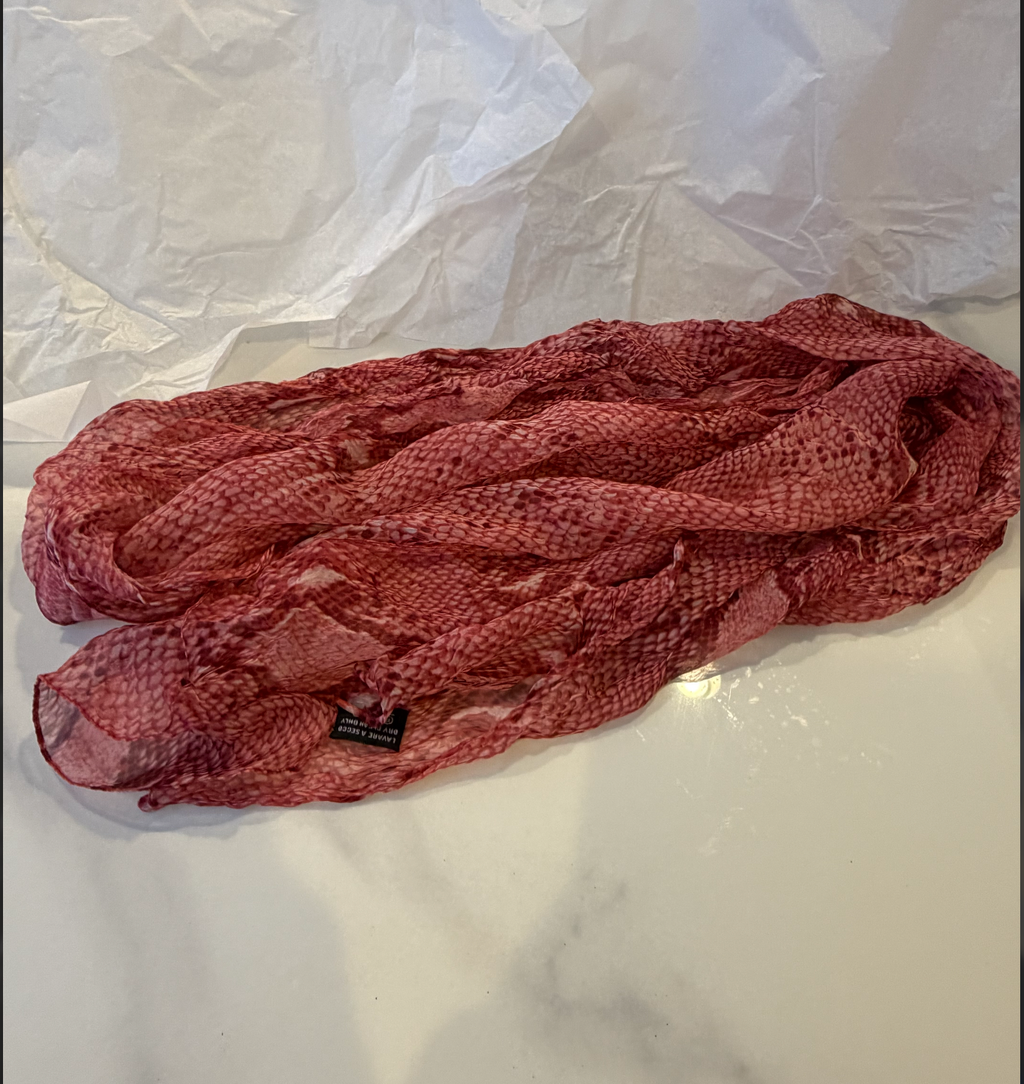 Gucci Silk Scarf — Dusty Rose Snake Scale Print, 100% Silk, Made in Italy
