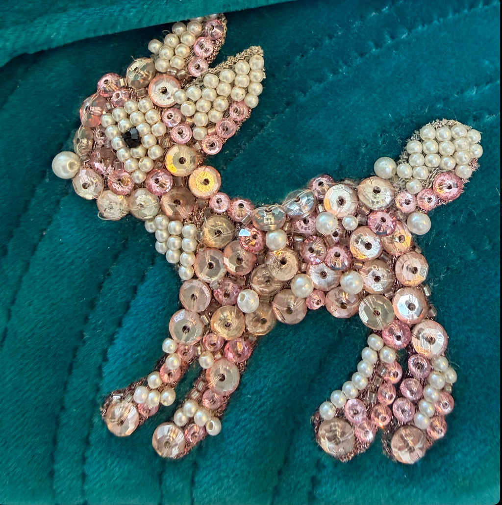 Gucci Small Velvet Embellished Fawn Marmont - Teal
