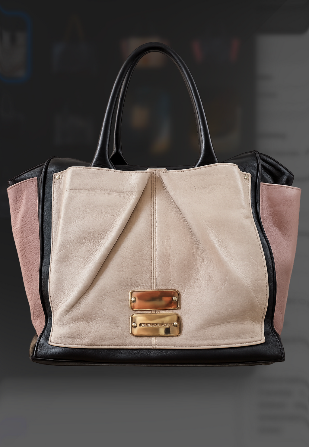 See by Chloé Nelly Tote - front view ivory panel with logo plaques