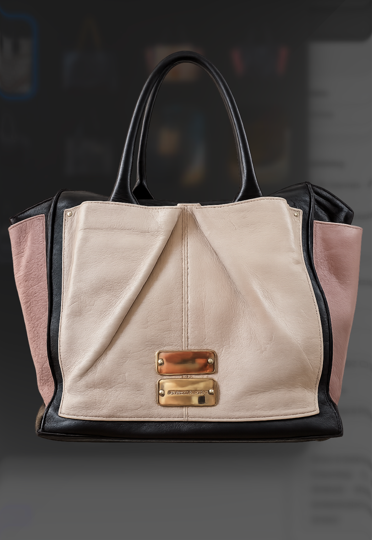 See by Chloé Nelly Tote - front view ivory panel with logo plaques