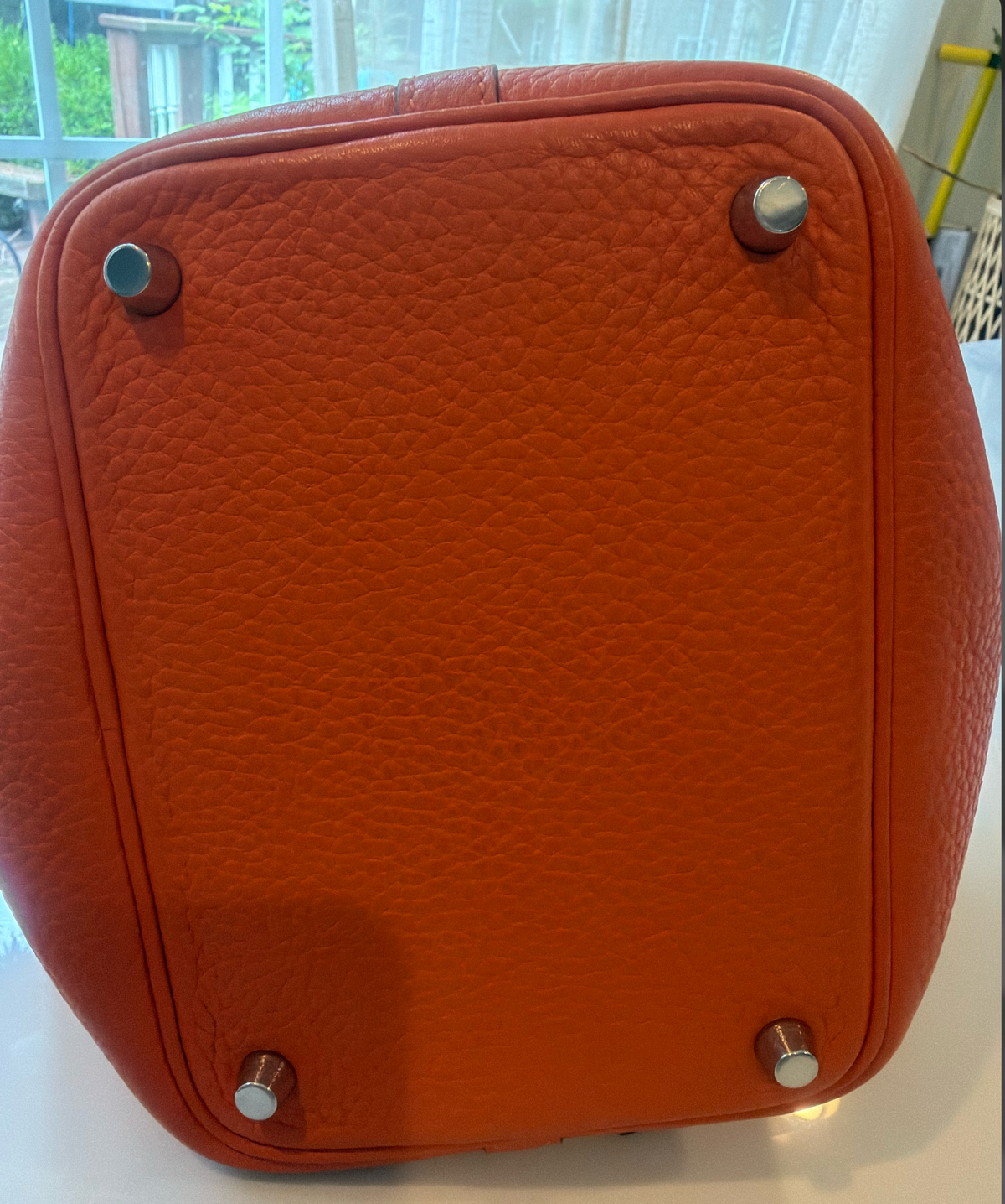 Hermès Picotin Lock 18 Bag w/ Orange Clémence Leather & Palladium Hardware - Entrupy Authenticated