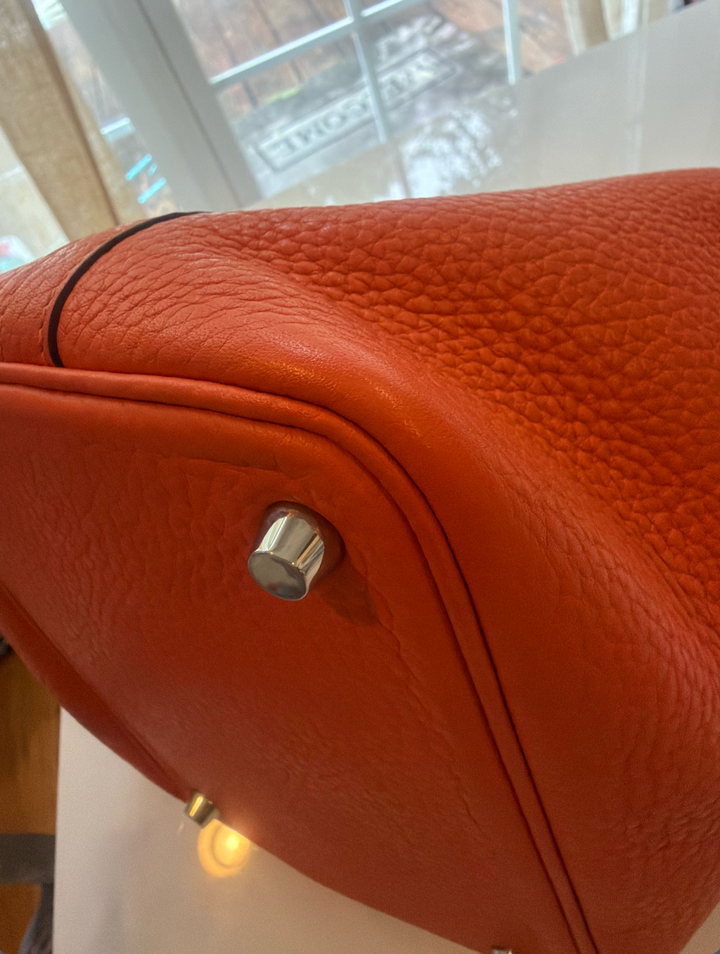 Hermès Picotin Lock 18 Bag w/ Orange Clémence Leather & Palladium Hardware - Entrupy Authenticated