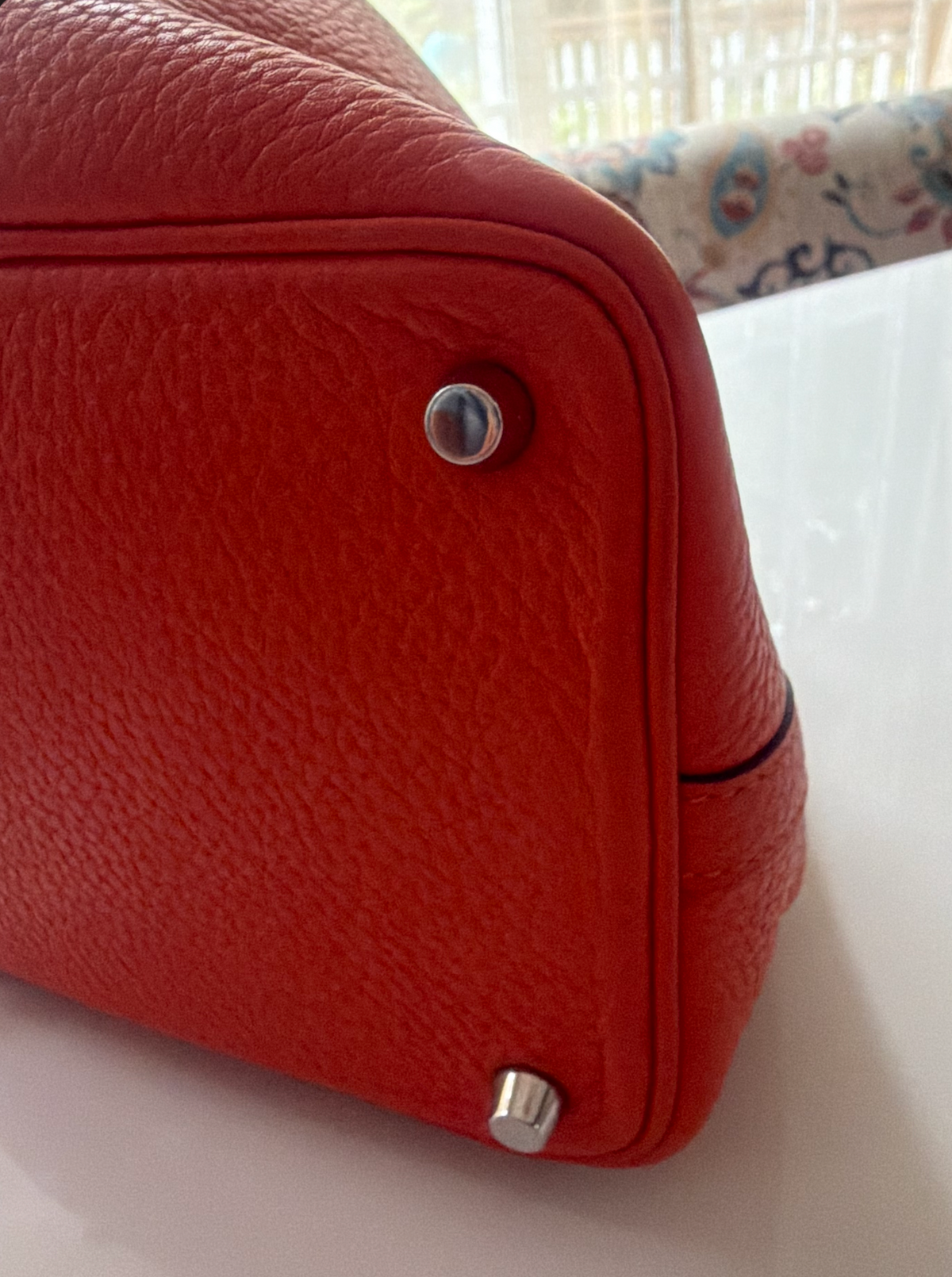 Hermès Picotin Lock 18 Bag w/ Orange Clémence Leather & Palladium Hardware - Entrupy Authenticated