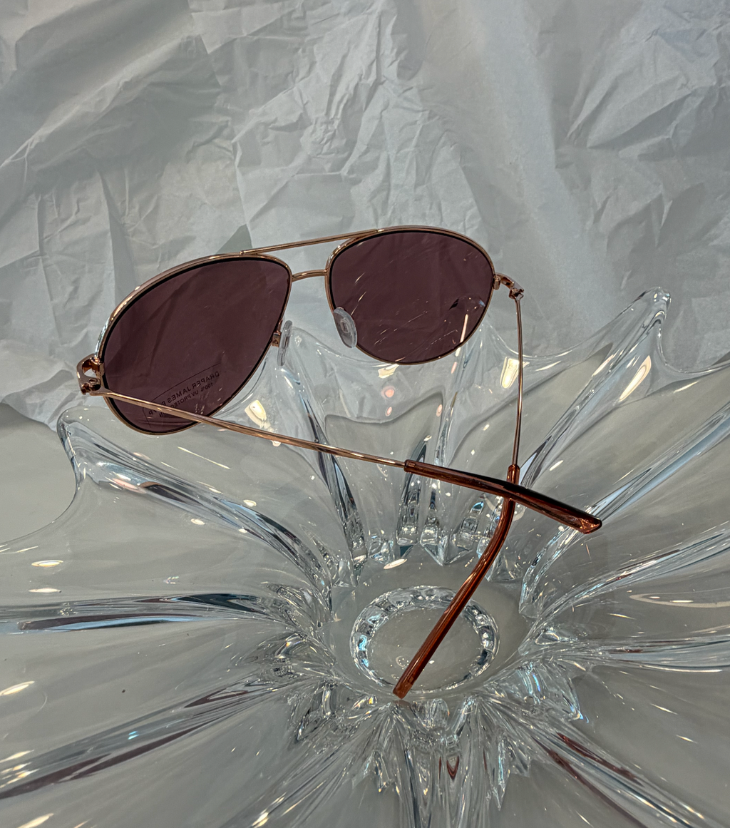 Draper James DJ9028 rose gold aviator sunglasses back view showing double bridge