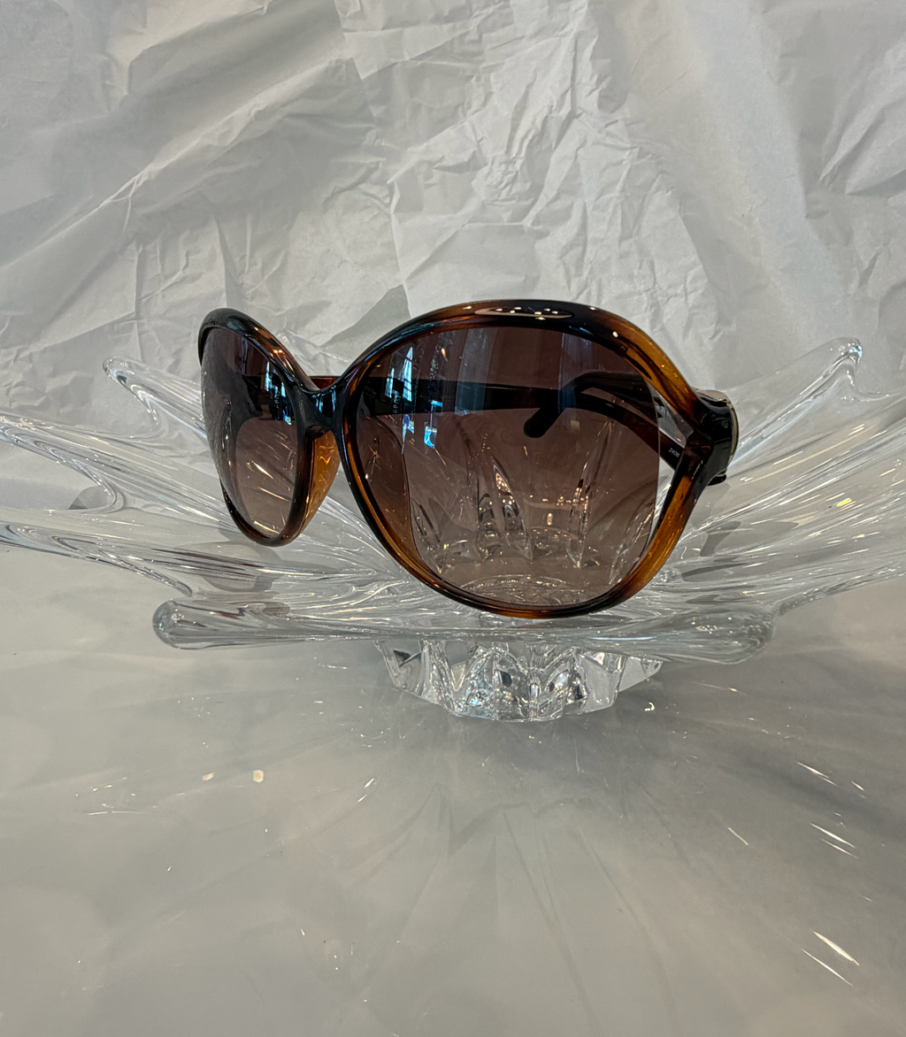 Salvatore Ferragamo oversized butterfly sunglasses additional angle view showing quilted temple detail