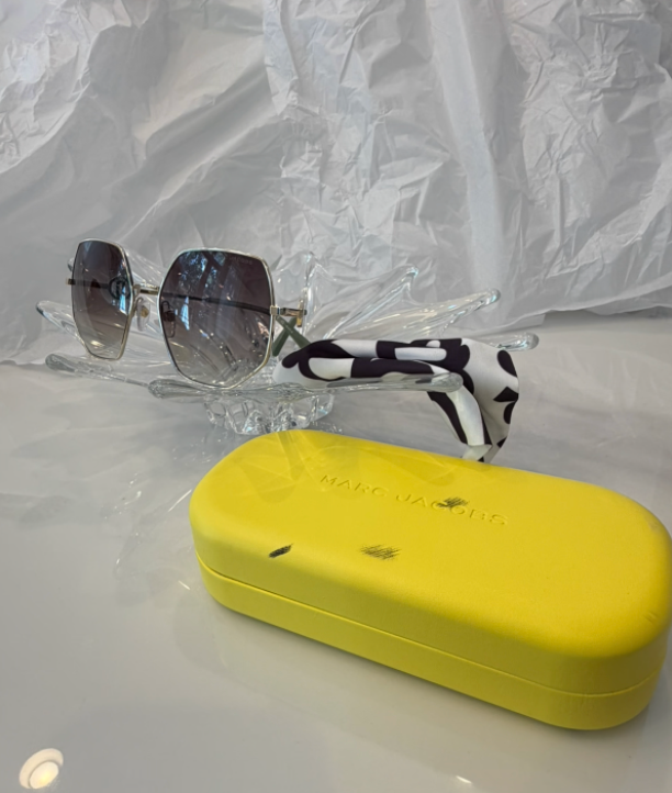 Marc Jacobs MARC 730/S sunglasses folded view with yellow case