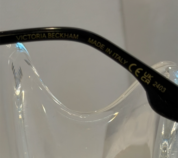 Victoria Beckham VB605S black shield sunglasses additional angle view with VB Eyewear white box