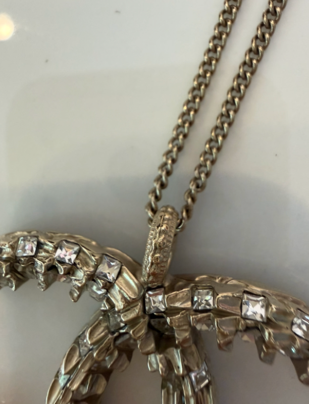 Chanel CC logo rhinestone lower half close-up