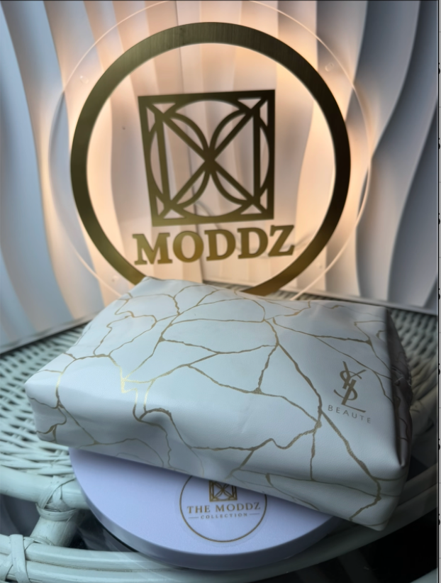 YSL Beauté cosmetic bag cracked marble gold print folded