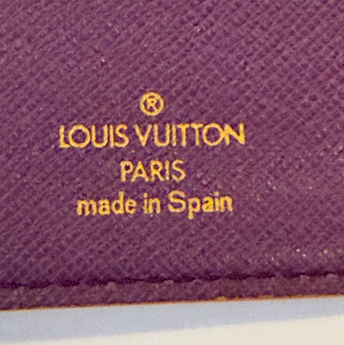 Louis Vuitton Small Ring Agenda — Purple Taiga Leather & Honey Epi Tab, Made in Spain