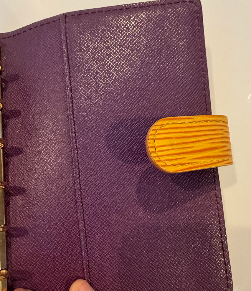 Louis Vuitton Small Ring Agenda — Purple Taiga Leather & Honey Epi Tab, Made in Spain