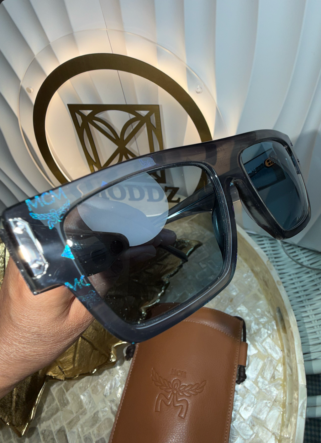 Side view of MCM Sunglasses #207 black frame
