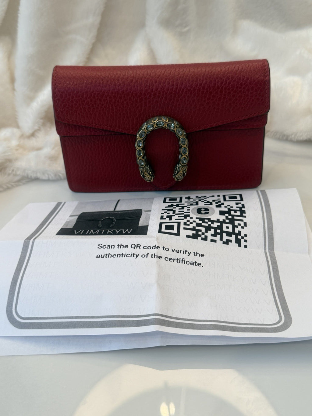 Gucci Super Mini Dionysus Red Pebbled Leather / Jeweled