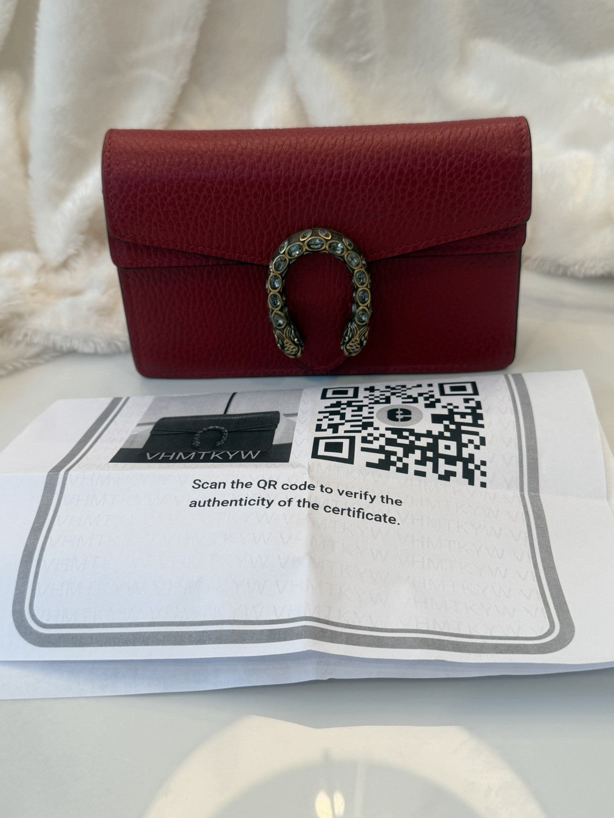 Gucci Super Mini Dionysus Red Pebbled Leather / Jeweled