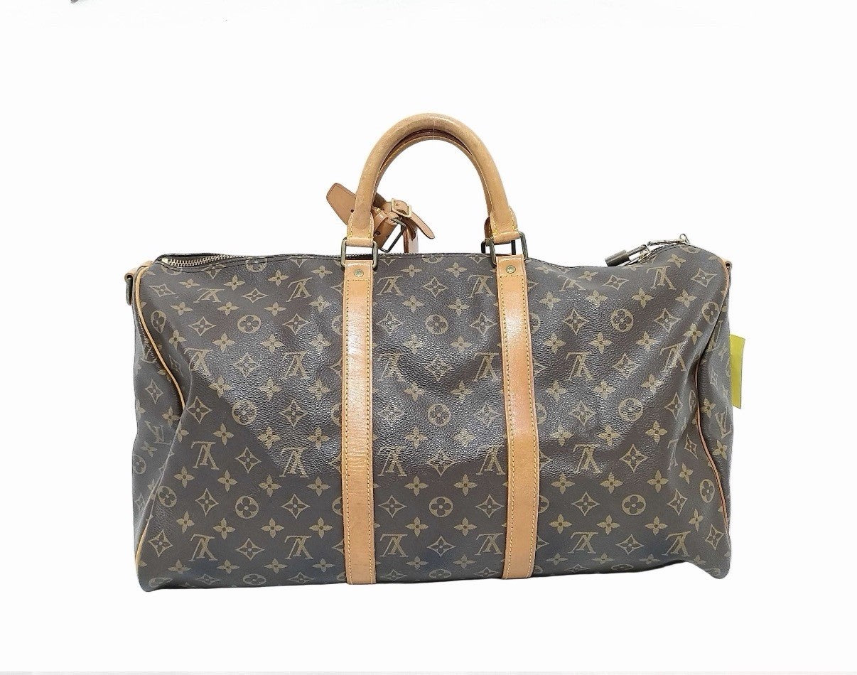 Authentic Louis Vuitton Keepall Bandouliere 50 Monogram Travel Duffle w/Lock Key