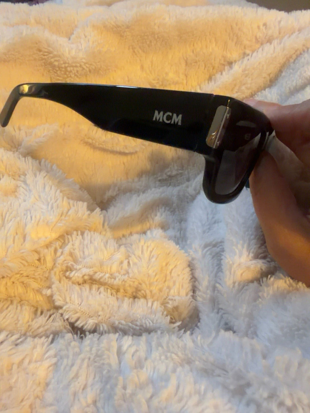 MCM MW0019 01A Black Rectangle Sunglasses w/Leather Crossbody Pouch