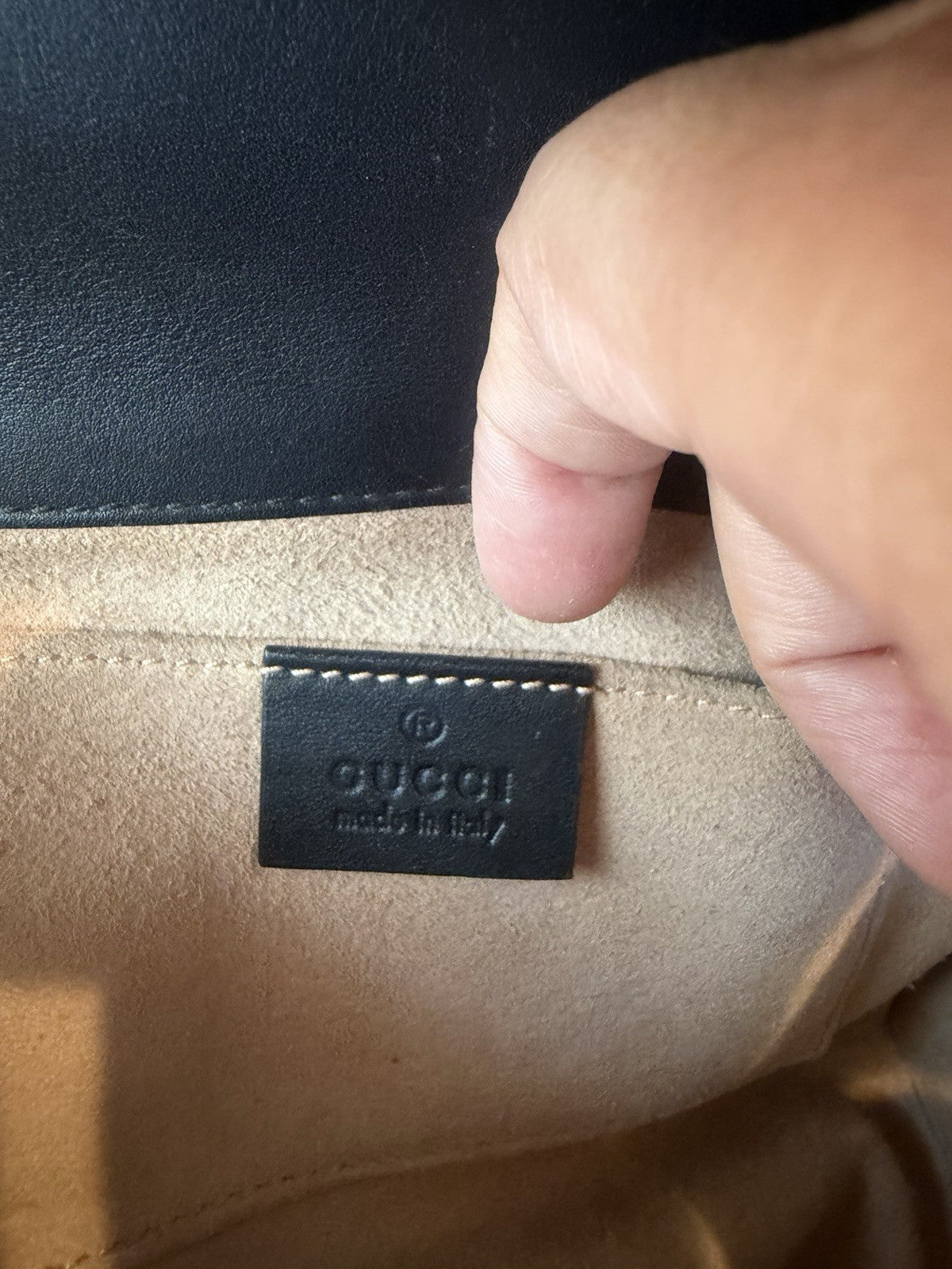 Gucci Pearl Studded Padlock Leather Shoulder Bag Black