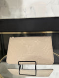 Authentic Louis Vuitton Monogram Empreinte Cream Neverfull Pochette Zip Pouch