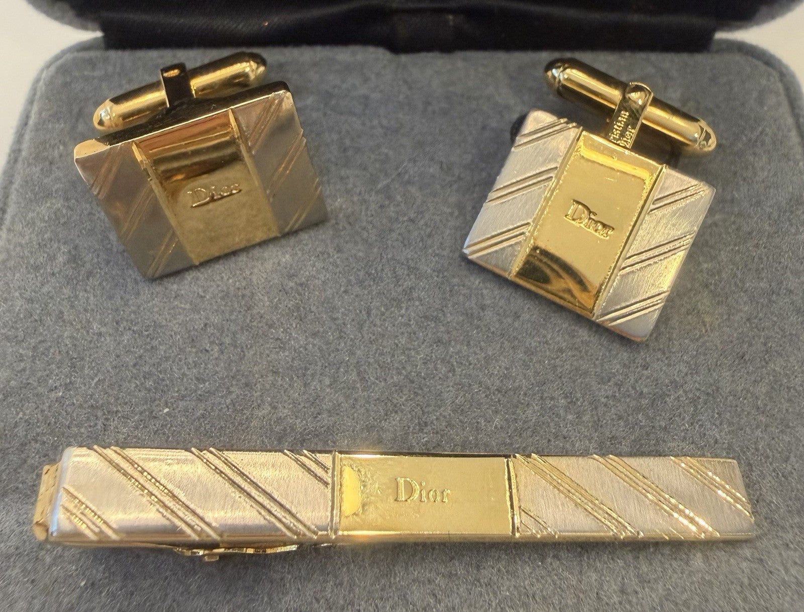 Christian Dior Cufflinks and Tie Clip