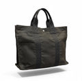 Authentic Hermes Vintage Herline MM Canvas Tote Bag Charcoal Grey