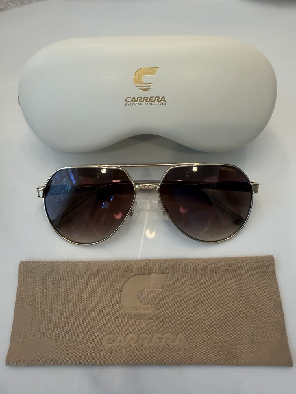 Carrera Aviators - Gold Metal Frames w/ Translucent Gray Temple Tips #295