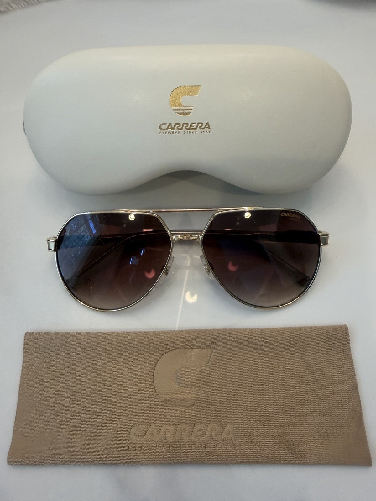 Carrera Aviators - Gold Metal Frames w/ Translucent Gray Temple Tips #295