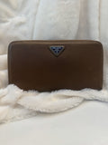 Prada Saffiano Leather Zip Around Wallet – Caramel Brown