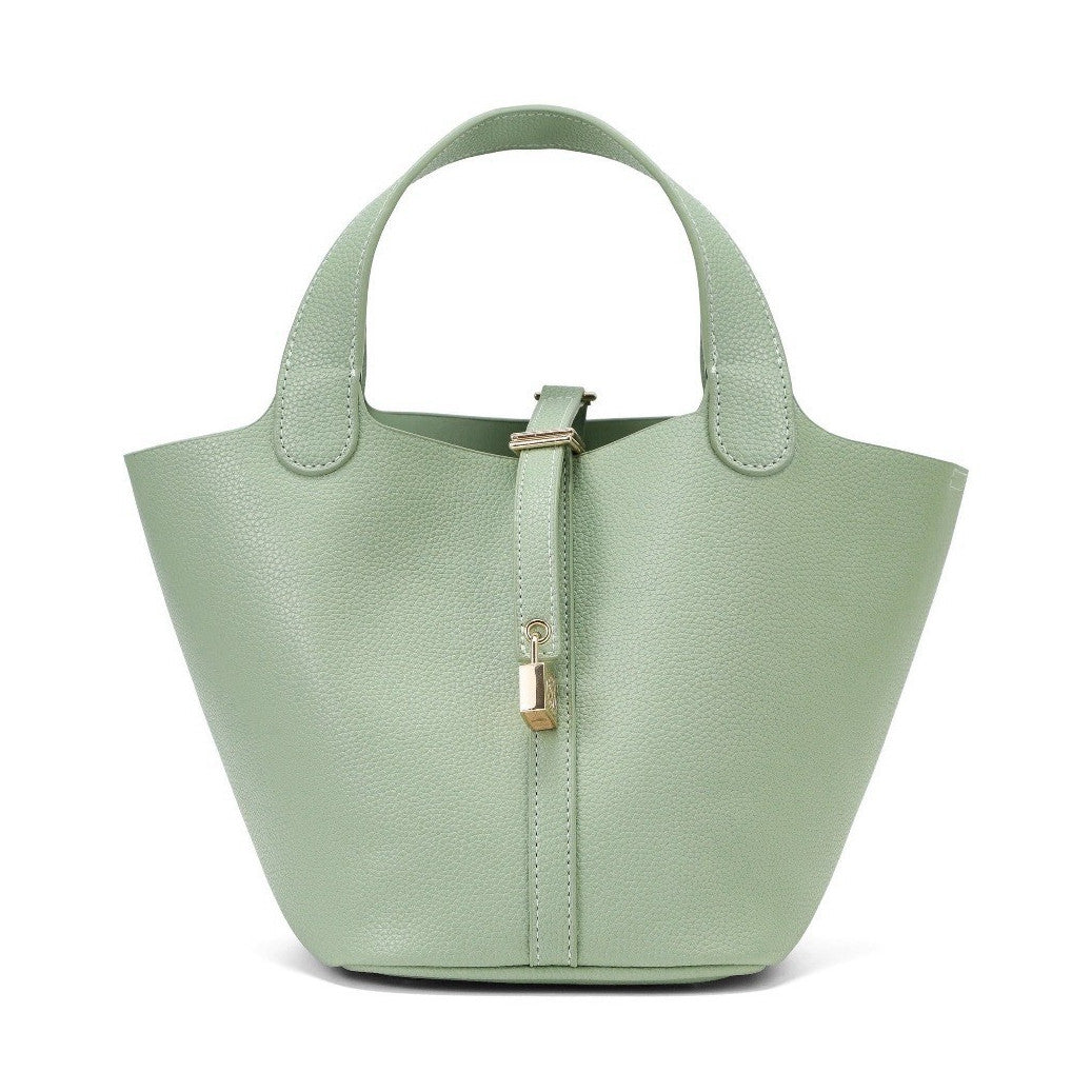 Authentic Valentino Orlandi Mint Green Pebbled Leather Tote Bag Gold Padlock NWT