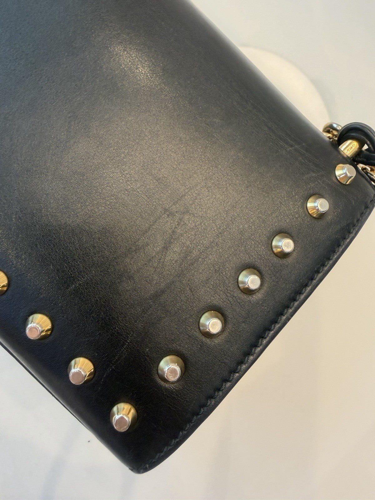 Gucci Pearl Studded Padlock Leather Shoulder Bag Black